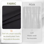 Waterproof Fabric Shower Curtain Soft Hotel Quality - 3 Magnets at Bottom, Premium Black Shower Curtain Liner for Bathroom, Light-Weight Cloth & Washable - 72x72, Black