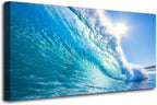Wall Art Moon Sea Ocean Landscape Picture Canvas Wall Art Print Paintings Modern Artwork for Living Room Wall Decor and Home Décor Framed Ready to Hang,1inch Thick Frame, Waterproof Artwork.