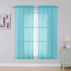 Black Sheer Curtains 63 Inch Length 2 Panels, Rod Pocket Solid Color Window Sheer Curtain Panels, Elegant Curtains & Drapes for Living Room, Bedroom 2 Panels (Black, 42" W x 63" L)