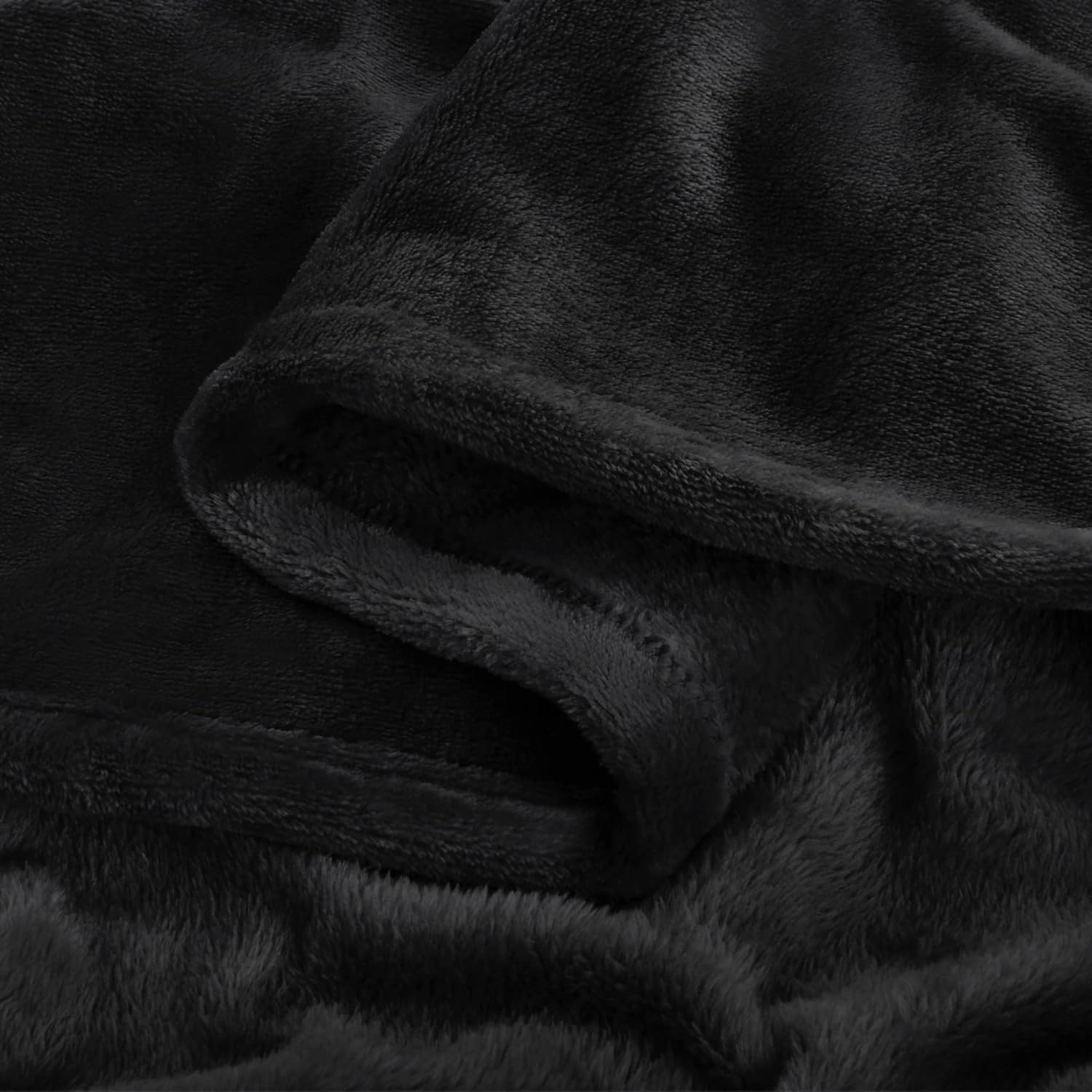 Fleece Blanket Black Throw Blankets for Couch & Bed, Luxury Plush Cozy Fuzzy Blanket 50x60 inches, Super Soft Warm Lightweight Throw Blanket for Travel Camping
