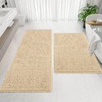 Bathroom Rugs Mat 60 x 36, Thick Soft Absorbent Chenille Bath Rugs, Rubber Backing Bath Mats for Bathroom Floor, Tub, Shower, Bedroom, Home Decor Accessories, Quick Dry Machine Washable, Beige