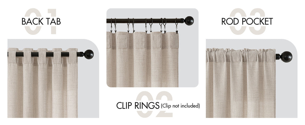 Linen Curtains 84 Inch Length 2 Panels Natural Semi Sheer Curtain with Back Tab Rod Pocket, Light Filtering Window Privacy Burlap Drapes for Living Room Bedroom 42W x 84L Linen
