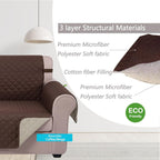 Reversible Sofa Cover Washable Couch Cover for Dogs Friendly with Elastic Straps Water Repellent Furniture Protector for 3 Cushion Couch (Sofa, Coffee/Beige)