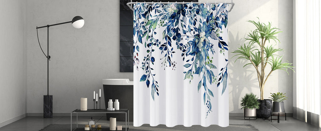 Shower Curtain Blue Eucalyptus Shower Curtains for Bathroom, Watercolor Leaf Shower Curtain Sets Waterproof Plant Shower Curtain Leaves Fabric Cloth Bathroom Curtains 72x72 inch with Hooks
