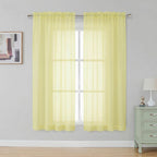 Black Sheer Curtains 63 Inch Length 2 Panels, Rod Pocket Solid Color Window Sheer Curtain Panels, Elegant Curtains & Drapes for Living Room, Bedroom 2 Panels (Black, 42" W x 63" L)