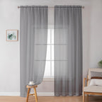 Black Sheer Curtains 63 Inch Length 2 Panels, Rod Pocket Solid Color Window Sheer Curtain Panels, Elegant Curtains & Drapes for Living Room, Bedroom 2 Panels (Black, 42" W x 63" L)