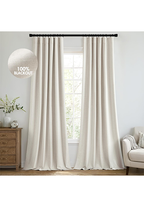 100% Blackout Linen Textured Curtains for Bedroom Solid Thermal Insulated Natural Beige Grommet Room Darkening Curtains & Drapes Luxury Decor for Living Room Nursery 52 x 84 Inch (2 Panels)