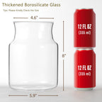 Clear Glass Vase, Large Flower Vase, 8-inch Glass Flower Vase for Plants, Wide Mouth Vase for Home, Wedding, Living Room, Dining Table