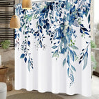 Shower Curtain Blue Eucalyptus Shower Curtains for Bathroom, Watercolor Leaf Shower Curtain Sets Waterproof Plant Shower Curtain Leaves Fabric Cloth Bathroom Curtains 72x72 inch with Hooks