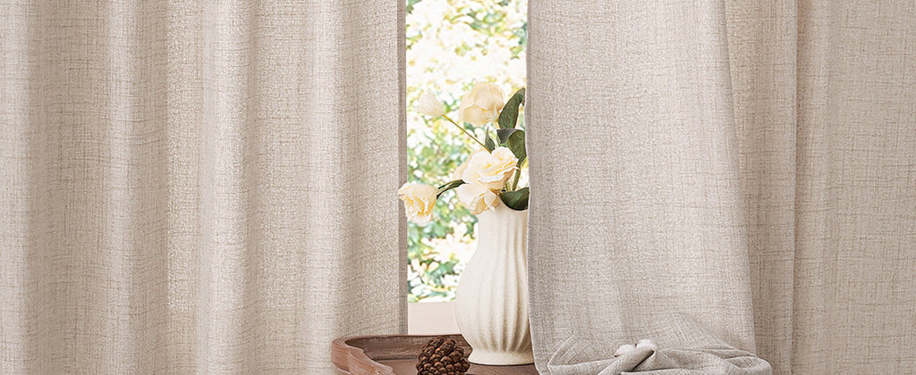 Linen Curtains 84 Inch Length 2 Panels Natural Semi Sheer Curtain with Back Tab Rod Pocket, Light Filtering Window Privacy Burlap Drapes for Living Room Bedroom 42W x 84L Linen