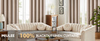 100% Blackout Linen Textured Curtains for Bedroom Solid Thermal Insulated Natural Beige Grommet Room Darkening Curtains & Drapes Luxury Decor for Living Room Nursery 52 x 84 Inch (2 Panels)