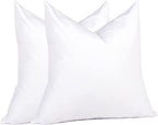 puredown® Feather Down Throw Pillow Inserts 22 x 22 (Pack of 2, White), Big Throw Pillows for Floor, Couch, Bed, Machine Washable