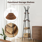 young master Coat Rack, Freestanding Coat Rack with 3 Shelves and 12 Hooks, Coat tree with Motion Sensor Light for Entryway, Livingroom, Hall Tree Free Standing for Coats, Scarves, Handbags, Black