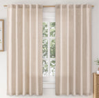 Linen Curtains 84 Inch Length 2 Panels Natural Semi Sheer Curtain with Back Tab Rod Pocket, Light Filtering Window Privacy Burlap Drapes for Living Room Bedroom 42W x 84L Linen