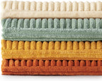 MIULEE Teal Orange Decorative Throw Pillow Covers 18x18 Inch Set of 4 Boho Corduroy Striped Cushion Cases Modern Farmhouse Patchwork Pillow Cases for Couch Sofa Bedroom Home Decor