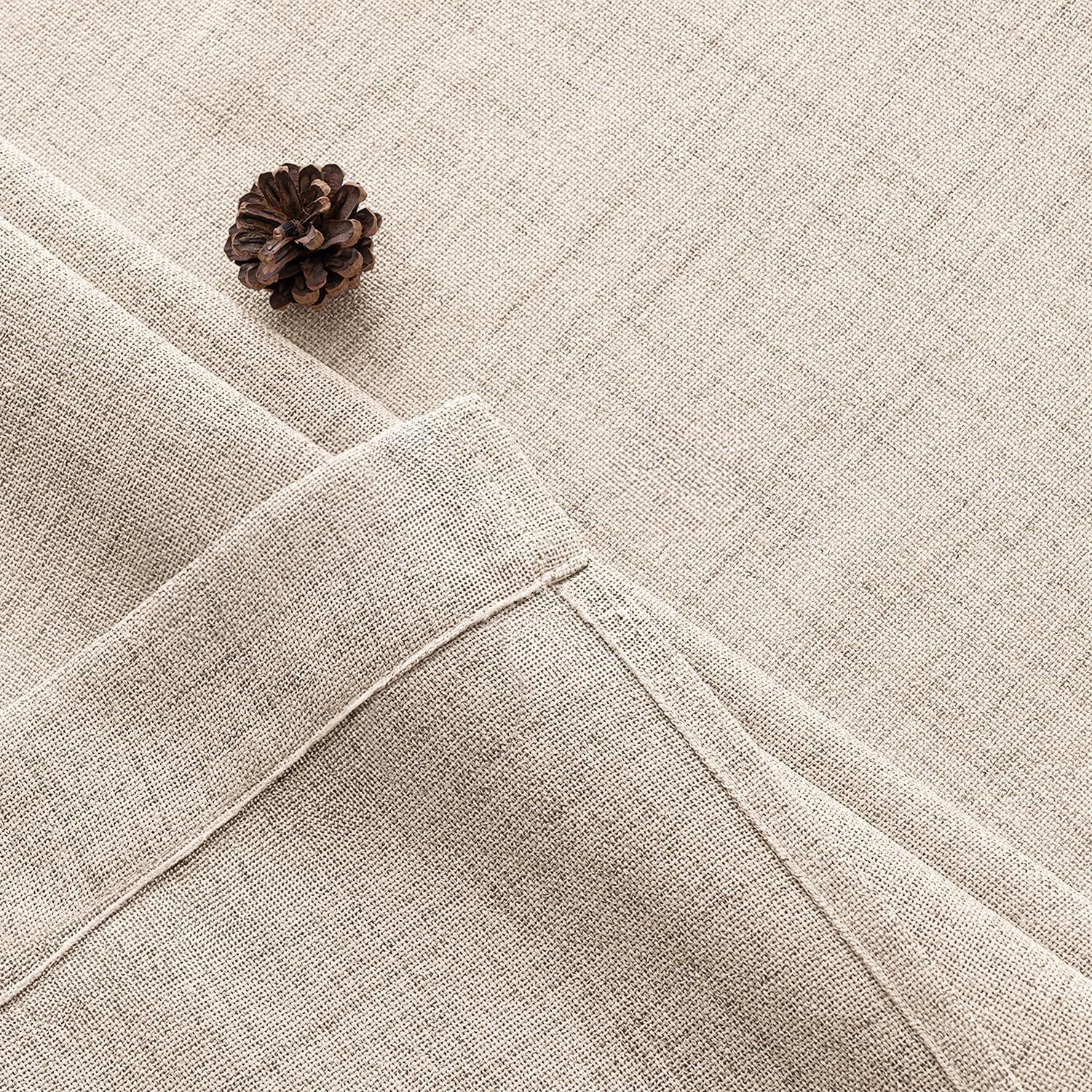 Linen Curtains 84 Inch Length 2 Panels Natural Semi Sheer Curtain with Back Tab Rod Pocket, Light Filtering Window Privacy Burlap Drapes for Living Room Bedroom 42W x 84L Linen
