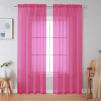 Black Sheer Curtains 63 Inch Length 2 Panels, Rod Pocket Solid Color Window Sheer Curtain Panels, Elegant Curtains & Drapes for Living Room, Bedroom 2 Panels (Black, 42" W x 63" L)