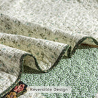 Quilts Queen Size Patchwork Bedspread Set - 100% Cotton Reversible Breathable Green Earth Geometric Quilted Quilt with Pillow Shams for All Seasons