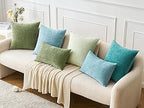 MIULEE Pack of 2 Couch Throw Pillow Covers 18x18 Inch Spring Soft Sage Green Chenille Pillow Covers for Sofa Living Room Solid Dyed Pillow Cases