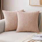 MIULEE Pack of 2 Decorative Throw Pillow Covers 18x18 Inch Soft Boho Striped Textured Corduroy Pillow Covers Spring Modern Farmhouse Home Decor for Couch Bed Sofa Living Room Sage Green