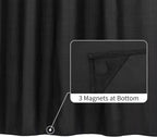 Waterproof Fabric Shower Curtain Soft Hotel Quality - 3 Magnets at Bottom, Premium Black Shower Curtain Liner for Bathroom, Light-Weight Cloth & Washable - 72x72, Black