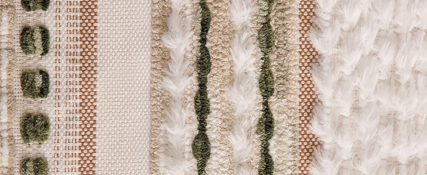 Boho Chenille Tufted Couch Throw Pillow Covers 18x18 Inch Set of 2 Farmhouse Striped Decorative Pillow Covers Accent Neutral Square Pillowcase Green Cushion Covers for Livingroom Sofa Bed