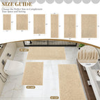Bathroom Rugs Mat 60 x 36, Thick Soft Absorbent Chenille Bath Rugs, Rubber Backing Bath Mats for Bathroom Floor, Tub, Shower, Bedroom, Home Decor Accessories, Quick Dry Machine Washable, Beige